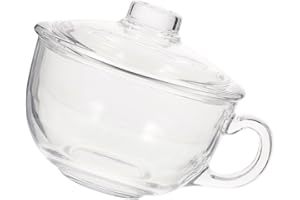 DIYEAH Glass Breakfast Bowl with Handle and Lid 450ml – Glass Cereal, Soup, Yogurt Bowl for Salad and Milk,