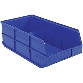 Quantum SSB485 Stackable Shelf Bins, 20-1/2"L x 11"W x 7"H Polypropylene Parts Organizer with Raised Front Opening, Heavy Duty Plastic Storage for Workshops, Pack of 6