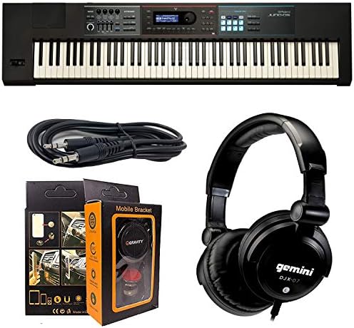 Roland PK 88-key JUNO-DS88 Weighted-action Keyboard with Pro Sounds + ISK HP2000 Headphone w/Free 3.5mm AUX Cable & Magnet Car Mount