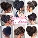 Violet 100% Human Hair Wavy Bun Scrunchie Dark Brown Curly Messy Donut Chignons Hair Piece For Women Updo Ponytail Human Hair Extension(Dark Brown)