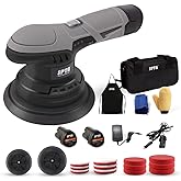 Cordless Car Buffer Polisher, SPTA Polisher with 2Pcs 12V Lithium Rechargeable Battery Brushless Polisher with Variable Speed, Portable Polisher with Polishing Pads Kit For Waxing