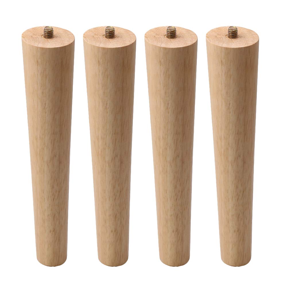4PCS 7.87inch Height Wooden Furniture Legs Feet M8 Thread Replacement Tapered Furniture Legs Feet for Cabinet Chair Couch Table Bed