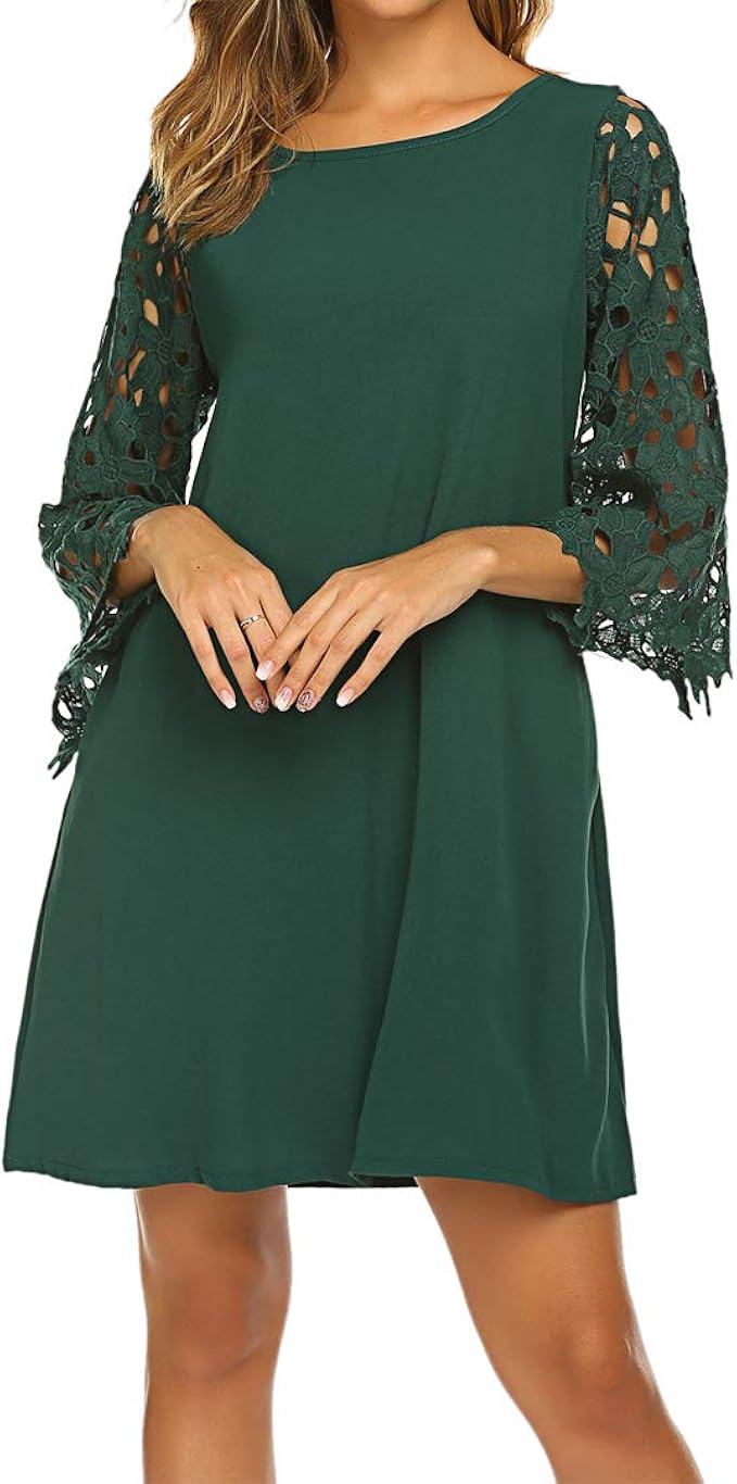 lace green dress with sleeves
