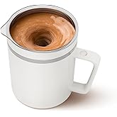 FOVNOT Self Stirring Mug, 360mL Rechargeable Electric Ceramic Coffee Mug with Stainless Steel Stir Bar, Automatic Mixing for Coffee, Milk, Hot Chocolate, Protein Powder, Cocoa