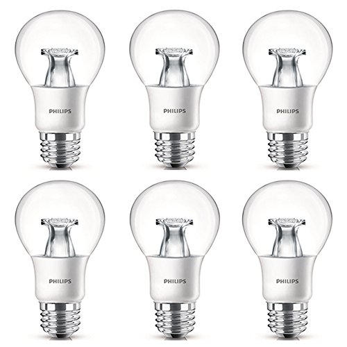 Philips LED Non-Dimmable A19 Clear Light Bulb: 800-Lumen, 2700-Kelvin, 8.5-Watt (60-Watt Equivalent), E26 Base, Soft White, 6-Pack