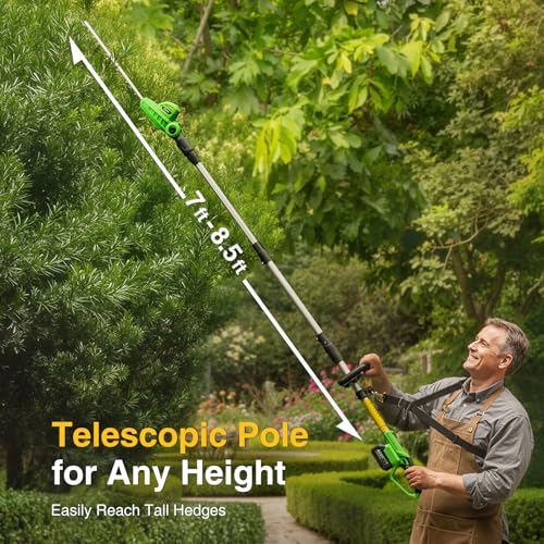 TaskStar 20V Pole Hedge Trimmer Cordless with Handle & Shoulder Strap 8.5ft photo 10