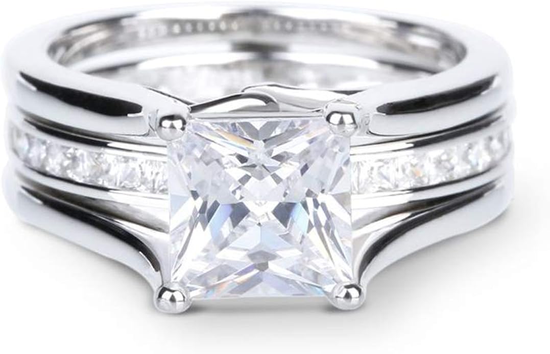 Jeulia Interchangeable Princess Cut Sterling