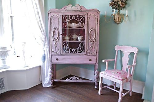 Amazon Com Antique China Cabinet Shabby Chic Pink Distressed