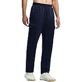 TBMPOY Men's Fleece Lined Sweatpants Winter Straight Leg Open Bottom Warm Cargo Pockets Cotton Running Lounge