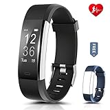RONTEN Fitness Tracker, R2 Plus Heart Rate Monitor Waterproof Activity Tracker, Bluetooth Wireless Smart Bracelet with Replacement Strap for Android and iOS Smartphones, Black Plus Blue (Band)