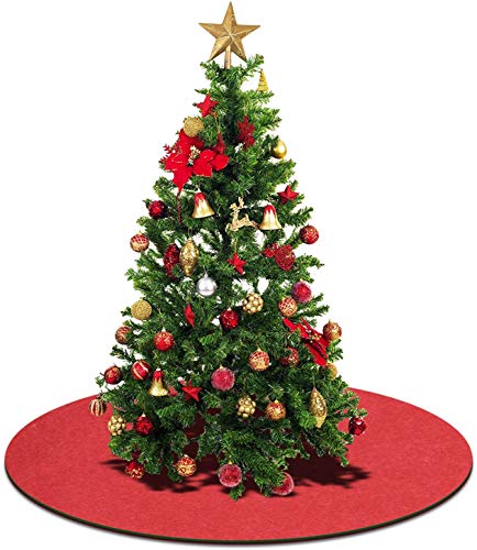 Alonsoo 42" Reversible Christmas Tree Stand Mat Accessory for Floor Protection, Christmas Tree Skirt Red and Green
