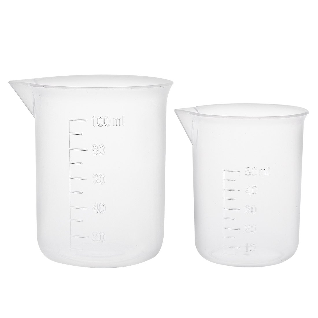 sourcingmap Measuring Cup 50ml 100ml Set of 2, PP Plastic Graduated Beaker Transparent for Lab Kitchen liquids