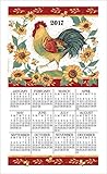 2017 Morning Song Rooster Susan Winget Linen Calendar Towel (F3317)