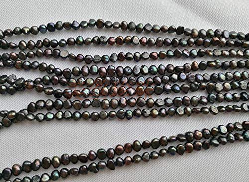 4mm small natural freshwater pearl shaped baroque necklace pendant chain light no time loose beads diy semi finished products (black