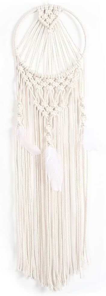 Dream Catcher Macrame Wall Hanging Art Woven Wall Decor Boho Chic Home Decoration for Apartment Bedroom Living Room Gallery Decoration, 30" L x 8" W