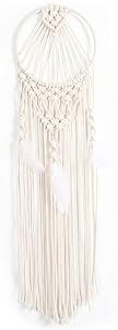 Dream Catcher Macrame Wall Hanging Art Woven Wall Decor Boho Chic Home Decoration for Apartment Bedroom Living Room Gallery Decoration, 30" L x 8" W
