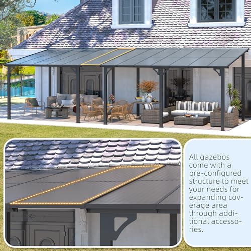 AECOJOY 14' x 10' Hard Top Lean-to Gazebo Review: Wall-Mounted Patio Shelter image 24