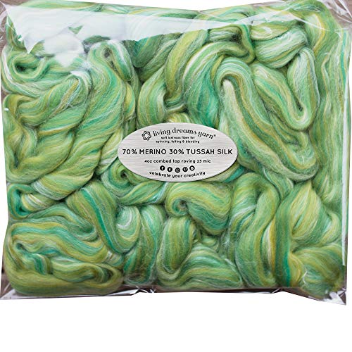 Silk Merino Fiber for Spinning. Super Soft Combed Top Wool Roving for Hand Spinning, Wet Felting, Nuno Felting, Needle Felting, Soap Making, Paper Making and Embellishments. Other Side