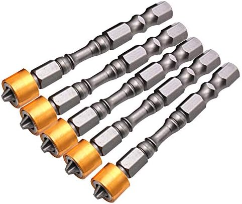 Ganenn 5 Piece Magnetic Screwdriver Set 2.5” Electric Screwdriver Bit Ph2 Screw Hex Shank Hand Repair Tool for Home Appliances (Yellow)