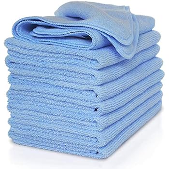 VibraWipe Microfiber Cloths | Cleaning Cloths | Dust Cloths | Kitchen Dish Cloths | Car Detailing Cloths | Blue Color, 8 Pieces | 14.2 in x 14.2 in | Highly Absorbent | Lint and Streak Free