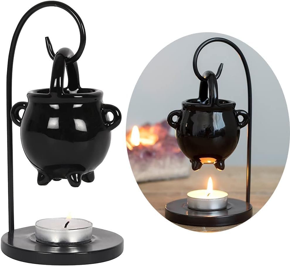Oil Lamps & Accessories - Hanging Cauldron Pagan Oil Burner Cauldron Wax Burner Black Hanging Cauldron Wax Burner Witches Witchcrafts Home Decor Black Wax Warmers Aroma Diffuser Candle Tealight