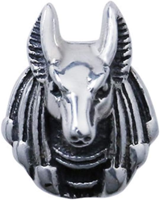 TIZIKJ Anubis's Head Single Studs Earrings for Men, 925 Sterling Silver, Vintage Punk Handmade Jewelry