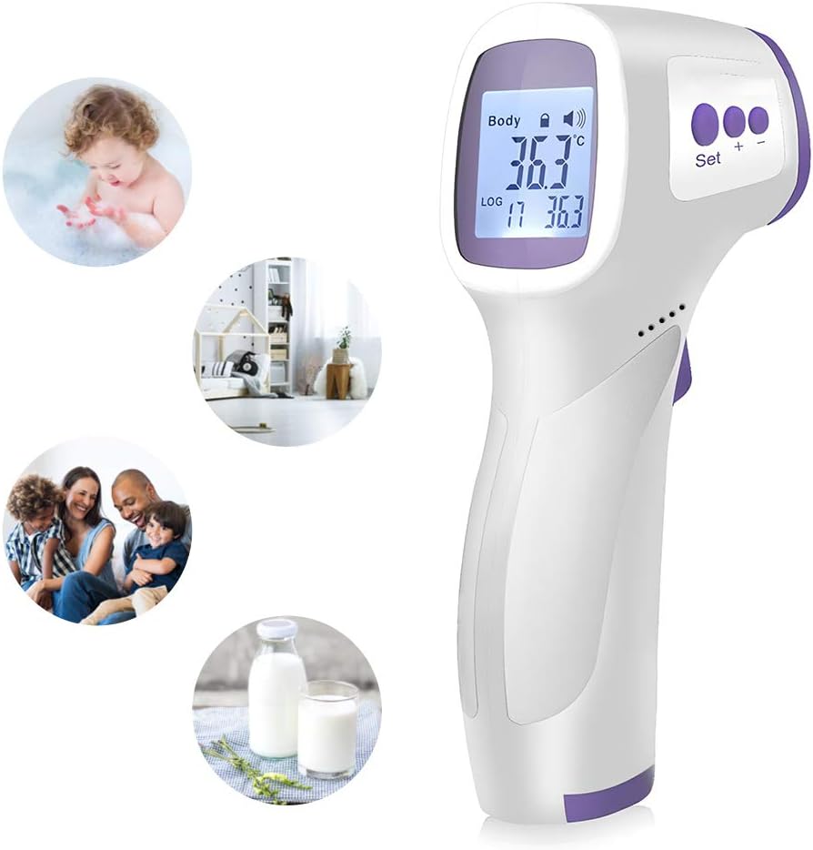 Non-Contact Forehead Thermometer, Digital Infrared Forehead Thermometer for Adults, Baby Thermometer. Temperature Gun for Body and Surface of Objects. Forehead Ear Thermometer No Touch.