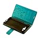 Galaxy J7 Wallet Case - Auideas Fashion Floral Butterfly Embossed PU Leather Magnetic Flip Cover Card Holders & Hand Strap for Samsung Galaxy J7 (2016) J710 with Pen - Blue
