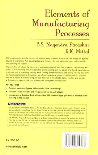 ELEMENTS OF MANUFACTURING PROCESSES 1
