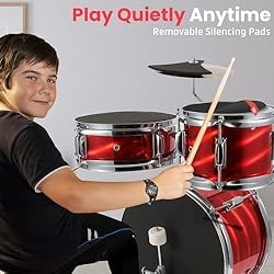 Pyle Kids Drum Set, 3 Piece Beginner Junior Drummer