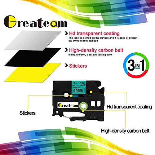 Greateam 2 Pack Standard Laminated Label Tapes Compatible for Brother TZ TZe 731 TZ-731 TZe-731 Black on Green 26.2-Feet (8m) - Thumbnail 3