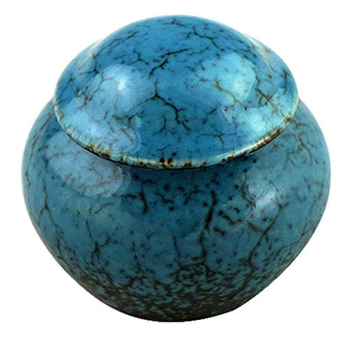 Keepsake Urns for Human Ashes Small Boxes, Mini Funeral Cremation Urns Adult - Fits a Small Amount of Cremated Remains - Display Burial at Home or Office Decor ( Fambe Blue Ocean, Hand Ceramics - Thumbnail 4