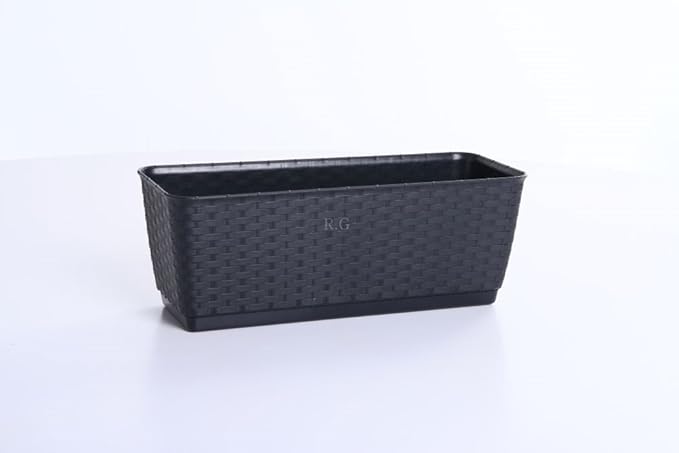 Blumenkasten Balkonkasten Blumentopf Rattan Optik Ratolla Untersetzer 3 Größen 4 Farben von rg-vertrieb (500 Anthrazit)