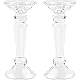 Marvala Crystal Taper Candle Holders Set, Clear Dual-Sided 2-in-1 Candlesticks for Taper and Pillar Candles, Elegant Wedding Table, Wedding, Christmas, Home Holiday Decor (Set of 2-S)