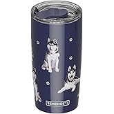 SERENGETI Siberian Husky 20 Oz. Stainless Steel, Vacuum Insulated Tumbler with Spill Proof Lid - 3D Print - Insulated Travel mug for Hot or Cold Drinks (Siberian Husky Tumbler)