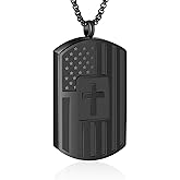 KAGREC Flag Tag Urn Necklace for Ashes Cross Tag Cremation Jewelry for Ashes Stainless Steel Ashes Necklace for Women Men