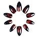 Ejiubas 24 Pcs Metalic Red and Black Color Changing Full Cover Medium Talone False Nail Tips