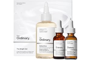 The Ordinary The Bright Set, 3-Step Regimen for Radiant, Even Skin Tone with Glycolic Acid 7% Exfoliating Toner, Alpha Arbuti