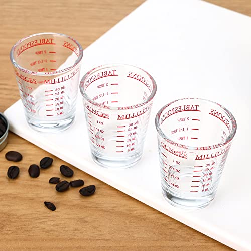 3 Pack Shot Glass Measuring Cup, Small Espresso Shot Glass with