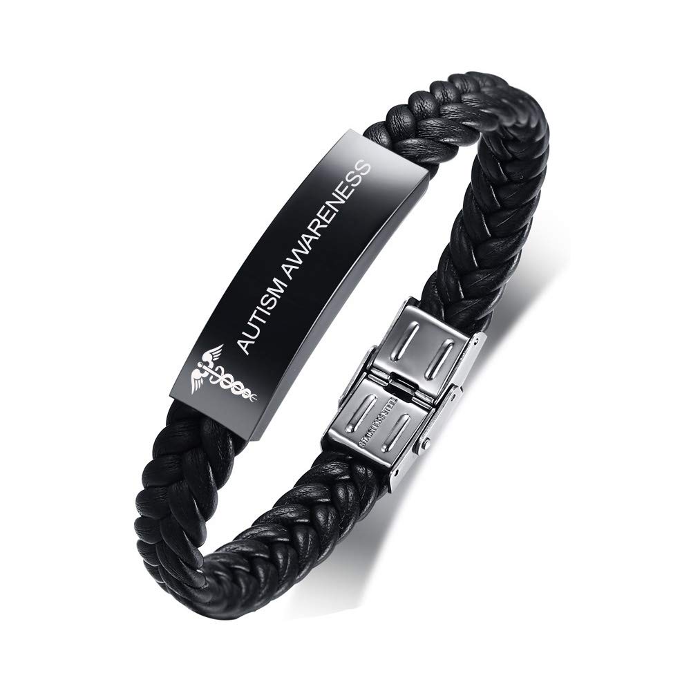 VNOX XARELTO Bracelet Stainless Steel Leather Medical Alert Bracelet Star of Life Medical Leather Bracelet for Men Women,Adjustable