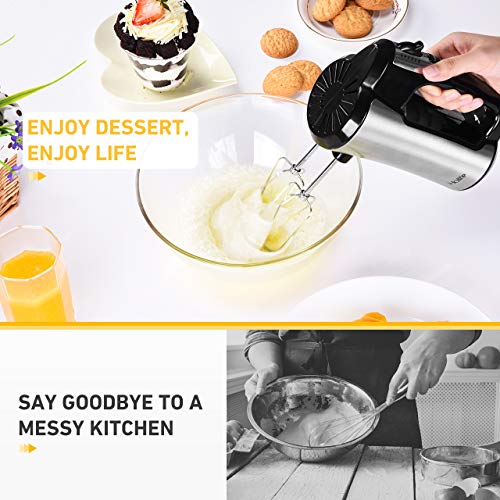 Holife 5-in-1 Handheld Mixer Stainless Steel 300W Ultra Power 5 speed (560-1300 RPM) Hand mixer Electric with Turbo and Easy Eject Button, Easy Storage Hand Mixers for Mixing Egg, Cream, Dough - Thumbnail 5