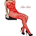 Jesries 2 Pack Women Sexy Lingerie Fishnet Floral Crotchless Bodystockings Babydoll Bodysuits Sleepwear Nightwear (Black+Red)