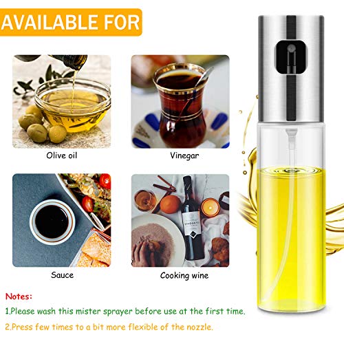 Wellplus Olive Oil Sprayer, Cooking Spray Bottle for Oil, Oil Dispenser Mister Olive Oil Avocado Canola Vinegar Glass Bottle for Cooking, BBQ, Grilling, Salad, Bread Baking, Frying( 3.5oz, 1 Pack)