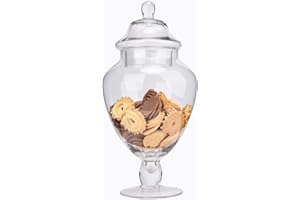 Stella Baicø Clear Glass Apothecary Jars with Lid, Glass Candy Jar for Candy Buffet, Elegant Decorative Glass Jars for Wedding, Display and Party, Large Candy Canisters (Height: 12.6", Diameter: 6.3")