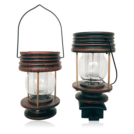 Babali 2 Pack Solar Lantern Lights Solar Mission Lantern Retro