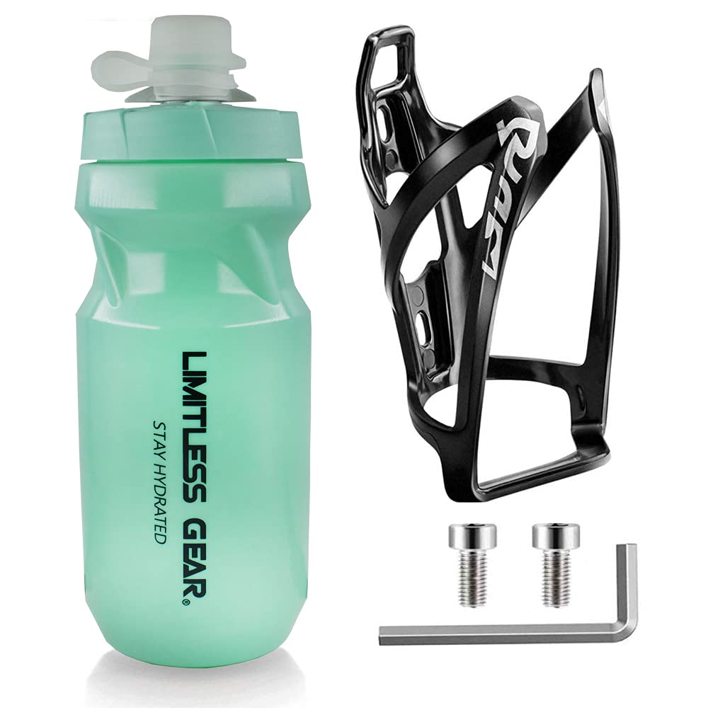 OSIGEI Bike Water Bottle Cage and 21oz Bike Water Bottle Set Lightweight Bike Bottle Holder with Screws - Premium BPA Free Sports Bottle for Road Mountain and Kids Bikes — image 1