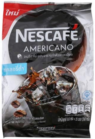 Nescafe Instant Coffee 35 Kcal , Single Serve Flavored Coffee Mix (0.33OzX25 Sticks,(8.4Oz)) 35 Kcal Brewed in cold water or Hot water (Americano)