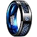 NUNCAD 6mm/8mm Tungsten Carbide Ring for Men Women Black Celtic Dragon and Blue Carbon Fiber Inlay Wedding Band Size 7-17