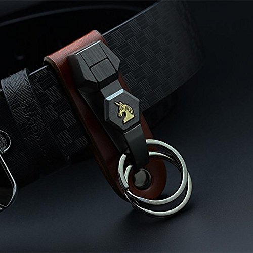 Liangery Leather Belt Loop Carabiner Clips Keychains with Unique Double
