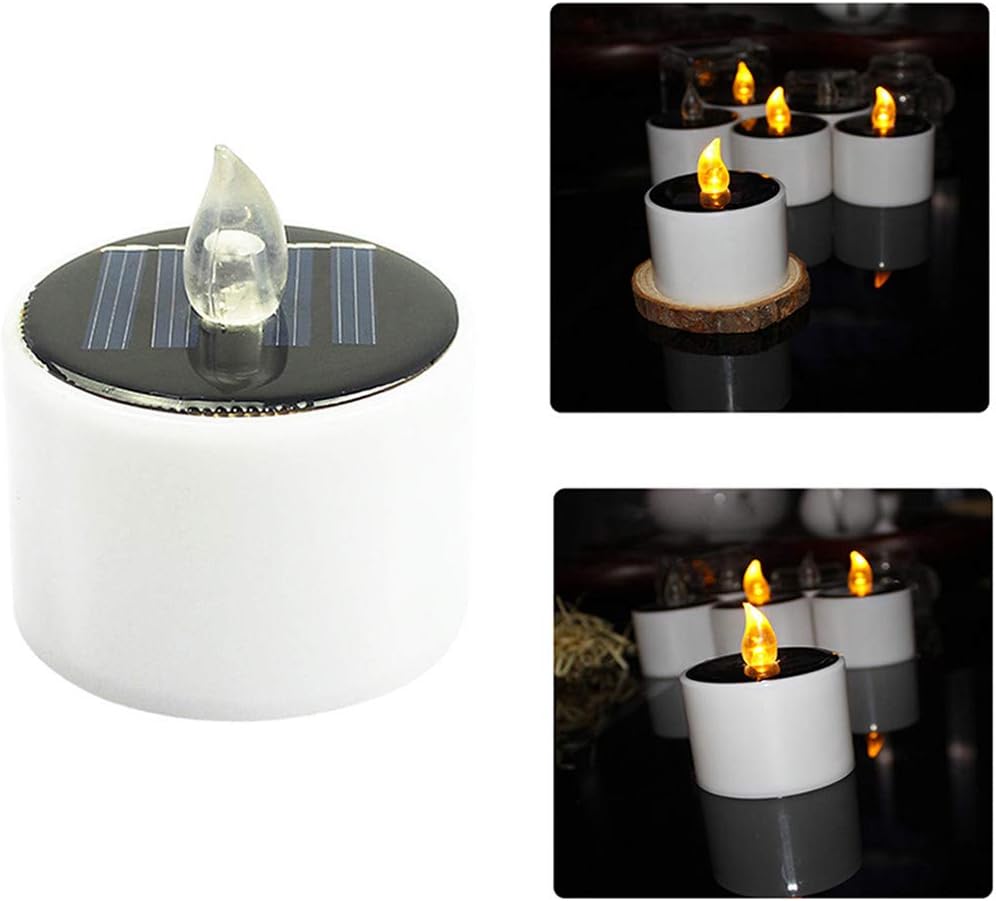 Gotian Solar Powered LED Candles Flameless Electronic Solar LED Tea Lights Lamp - 5.2x5.8cm White (1Pcs)